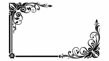 A black and white square frame with swirls vector