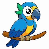 Blue and yellow parrot sitting on a branch vector
