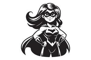 Female Superhero Silhouette in Black Art vector