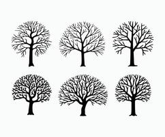 Bare trees silhouette EPS file black and white trees isolated illustration template vector