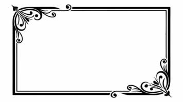 A black and white square frame with swirls vector
