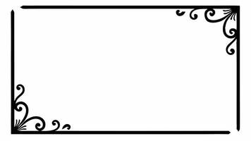 A black and white square frame with swirls vector