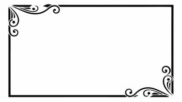 A black and white square frame with swirls vector