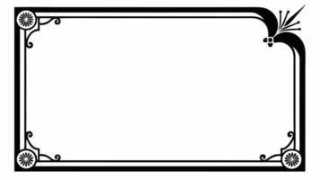 A black and white frame with a flower and a scroll vector