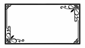 A black and white square frame with a scroll design vector