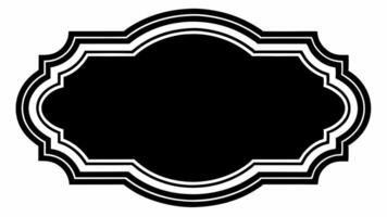 A black and white oval frame with a white border vector