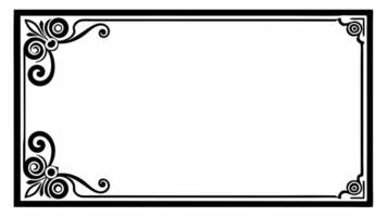 A black and white square frame with swirls vector
