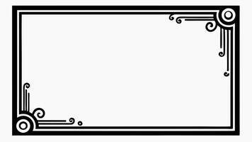 A black and white square frame with swirls vector