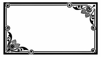 A black and white square frame with a floral design vector