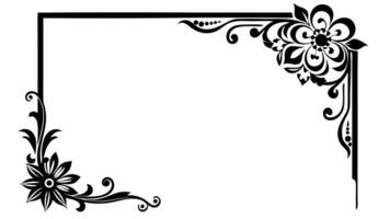 A black and white floral frame with a flower vector