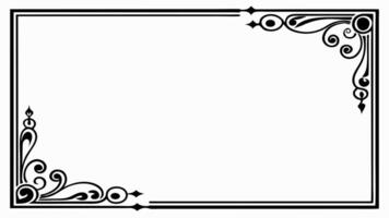 A black and white square frame with swirls vector