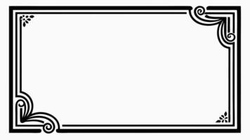 A black and white square frame with a scroll design vector