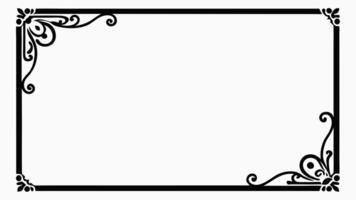 A black and white square frame with a scroll design vector