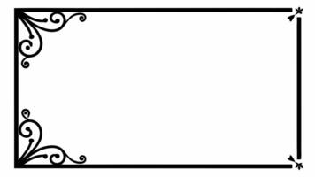 A black and white square frame with a scroll design vector