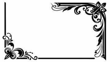 A black and white square frame with a floral design vector