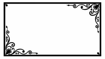 A black and white square frame with a floral design vector