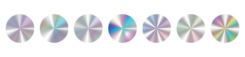 Set of silver holographic sticker with gradient effect, for label, badge, or sale stamp, foil hologram. illustration isolated on transparent background vector