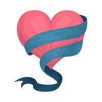 heart wrapped in ribbon vector