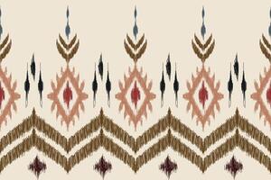 Ethnic abstract Ikat art with a seamless pattern featuring tribal and folk Aztec geometric design, ideal for carpets, wallpaper, clothing, wrapping paper, fabric, throws, and textiles. vector