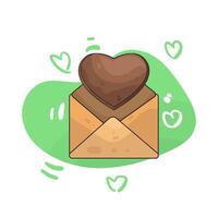 Chocolate heart in envelope vector