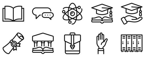 College Icon Set Scholarly Line Style Collection for Academic Life vector