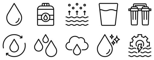 Water Icon Set Fluid Line Style Collection for Aquatic Themes vector