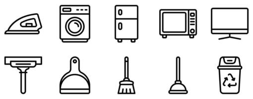 Homeware Icon Set Functional Line Style Collection for Household Essentials vector