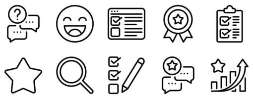 Survey Icon Set Analytical Line Style Collection for Data Collection and Feedback vector