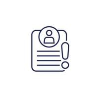 important personal data line icon on white vector