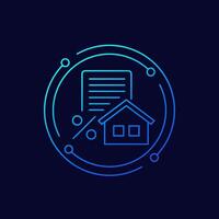 mortgage or house loan icon, linear design vector
