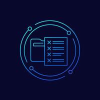 files to delete icon with a folder, linear design vector