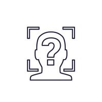 facial recognition, unknown user line icon vector