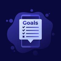 Goal setting app in smartphone, design vector