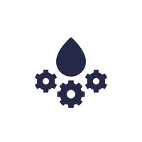 lubricant, oil icon with drop and gears vector
