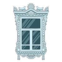 An exuberantly decorated window in the Russian style vector