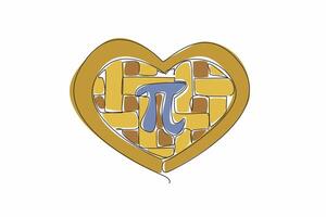A heart shaped pi symbol with a blue and white background vector