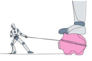 A robot pulling a piggy bank vector