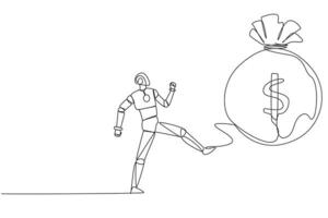 One line drawing of a man with a bag of money vector