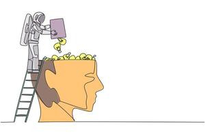 A cartoon of a man with a ladder on top of a head vector