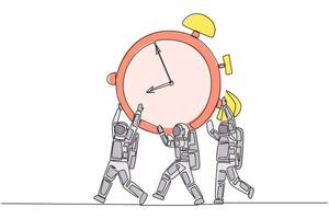A cartoon of people carrying a clock vector