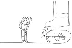 A drawing of a person standing next to a large shoe vector