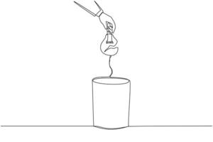 Single one line drawing businessman's hand throwing away a broken lightbulb. Unoriginal idea. Plagiarized ideas. Cannot make changes. Useless. Wrecked. Continuous line design graphic illustration vector