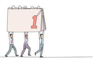 Businessmen carrying a calendar with the number one on it vector