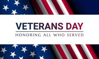 Veterans Day Background Design with American Flag on Blue Background. vector