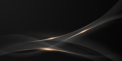 Abstract modern design black background with luxury golden elements illustration. vector