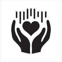 Valentine's Day Heart Background with Hand Love Logo White Background Design vector