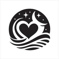 Romantic Valentine's Heart silhouette logo drawn Love on White Background vector