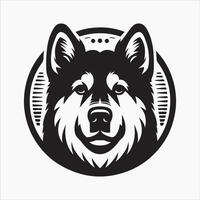 Minimalist Black and White Husky Icon vector