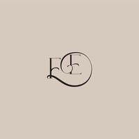 dinamyc curvy initial concept FE elegant and luxury style monogram wedding logo letter vector