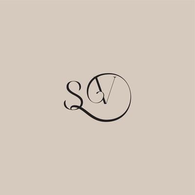 monogram wedding logo elegant and luxury style SV dinamyc curvy initial concept letter